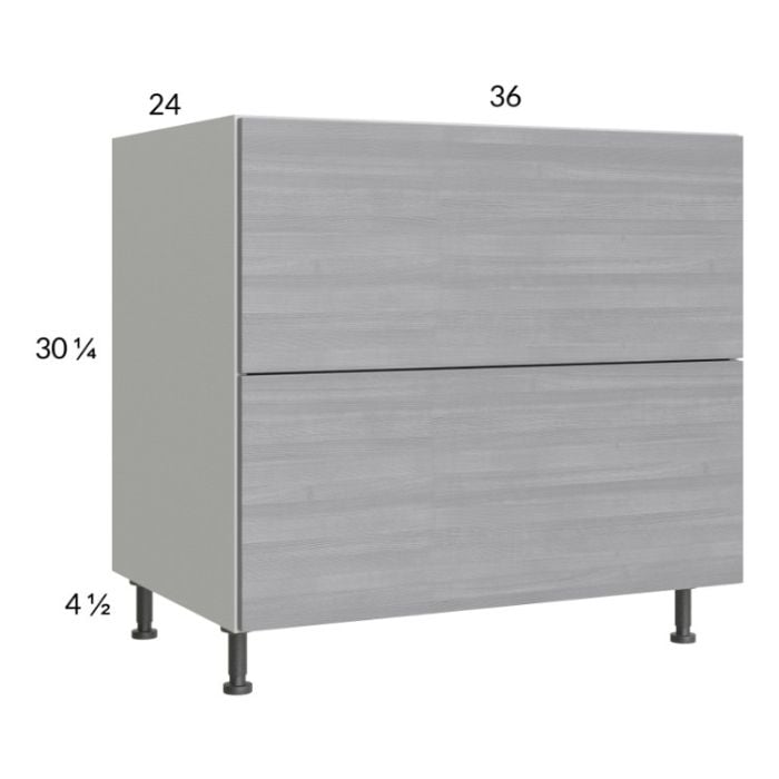 RTA Euro Grey 36" 2-Drawer Base Cabinet with 1 Finished End Panel
