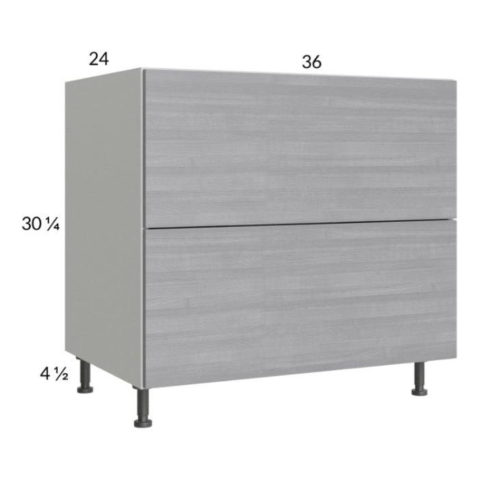 RTA Euro Grey 36" 2-Drawer Base Cabinet with 1 Inner Drawer