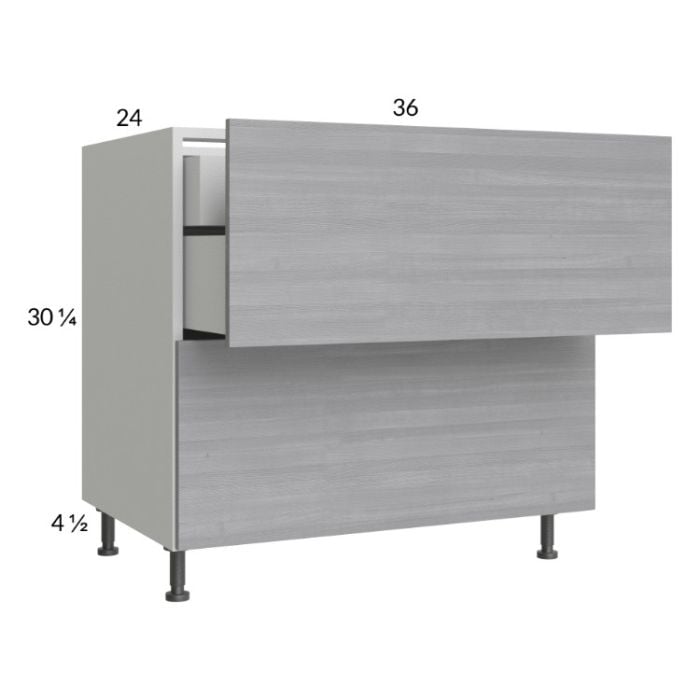 RTA Euro Grey 36" 2-Drawer Base Cabinet with 1 Inner Drawer