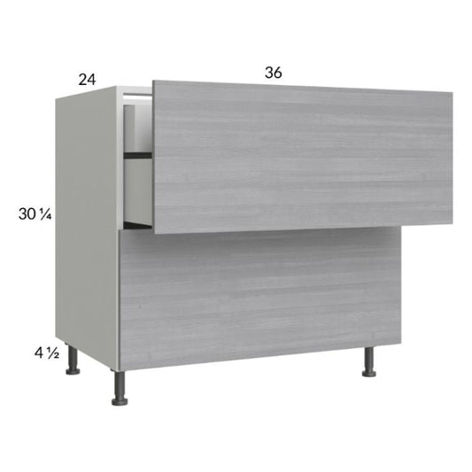 RTA Euro Grey 36" 2-Drawer Base Cabinet with 1 Inner Drawer