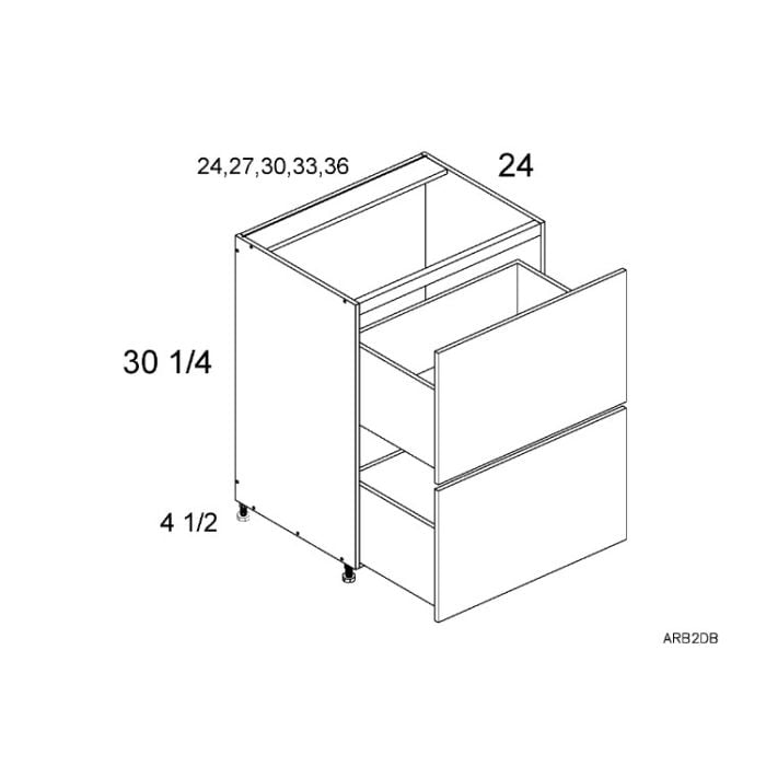 RTA Euro Grey 36" 2-Drawer Range Base Cabinet