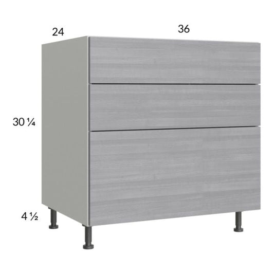 RTA Euro Grey 36" 2-Drawer Range Base Cabinet with 1 False Drawer Front and 2 Finished End Panels