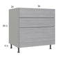 RTA Euro Grey 36" 2-Drawer Range Base Cabinet with 1 False Drawer Front