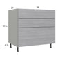 RTA Euro Grey 36" 3-Drawer Base Cabinet with 1 Finished End Panel