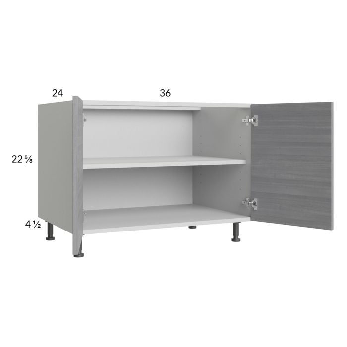 RTA Euro Grey 36" Full Height Door Desk Base Cabinet with 1 Finished End Panel