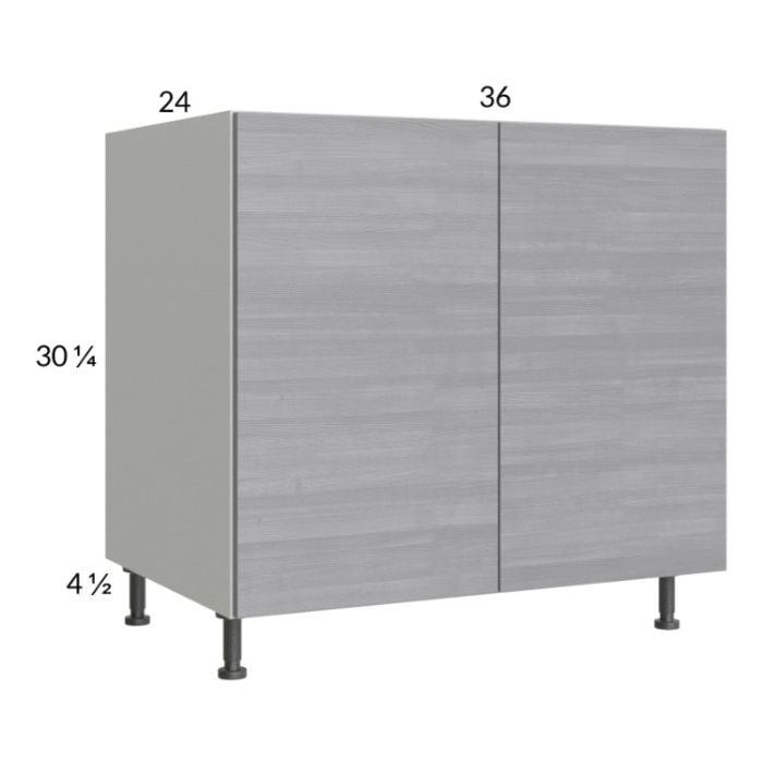RTA Euro Grey 36" Full Height Door Sink Base Cabinet with 1 Finished End Panel