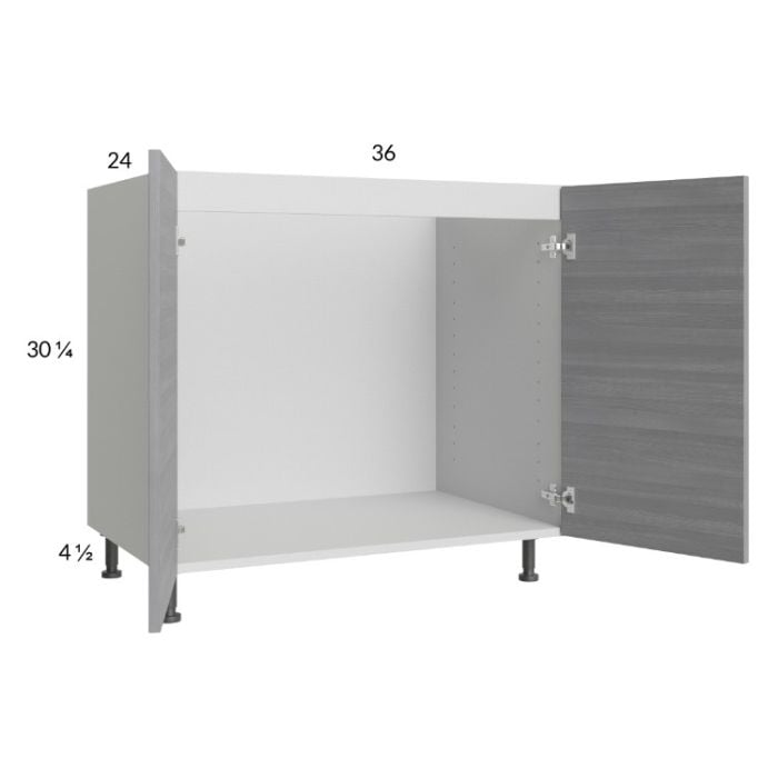 RTA Euro Grey 36" Full Height Door Sink Base Cabinet with 1 Finished End Panel