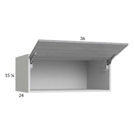 RTA Euro Grey 36" x 15-1/8" x 24" Flip Up Door Wall Cabinet with 1 Finished End Panel