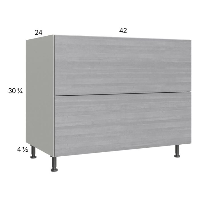 RTA Euro Grey 42" 2-Drawer Base Cabinet with 1 Finished End Panel