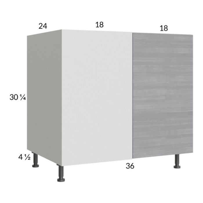 RTA Euro Grey 43" - 46" Full Height Door Blind Base Corner Cabinet with 1 Finished End Panel