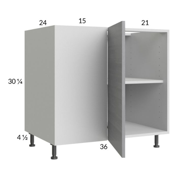 RTA Euro Grey 46" - 49" Full Height Door Blind Base Corner Cabinet with 1 Finished End Panel
