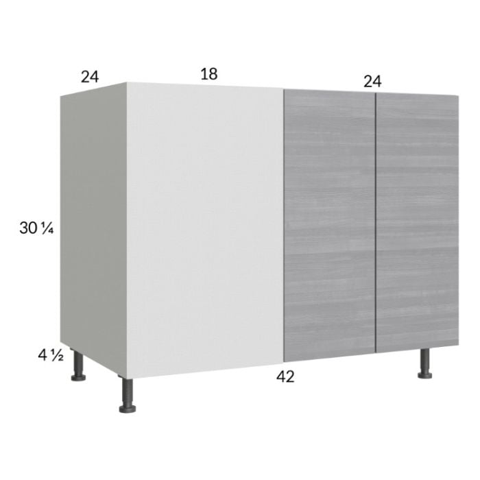 RTA Euro Grey 49" - 52" Full Height 2-Door Blind Base Corner Cabinet with 1 Finished End Panel