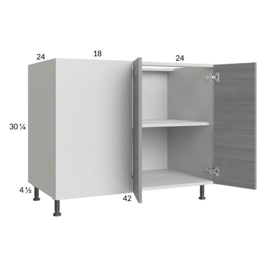 RTA Euro Grey 49" - 52" Full Height 2-Door Blind Base Corner Cabinet with 1 Finished End Panel