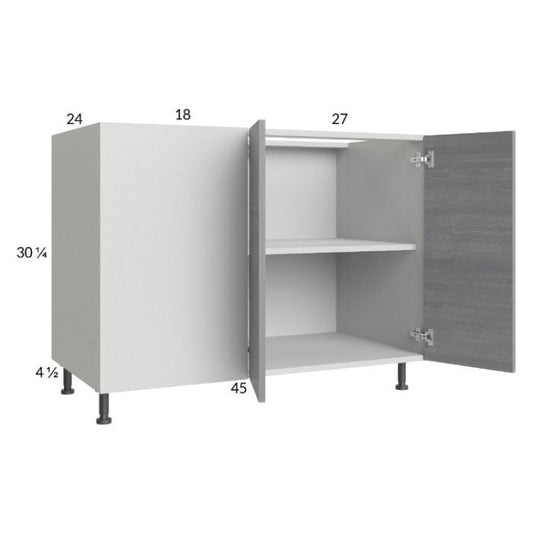 RTA Euro Grey 52" - 55" Full Height 2-Door Blind Base Corner Cabinet with 2 Finished End Panels