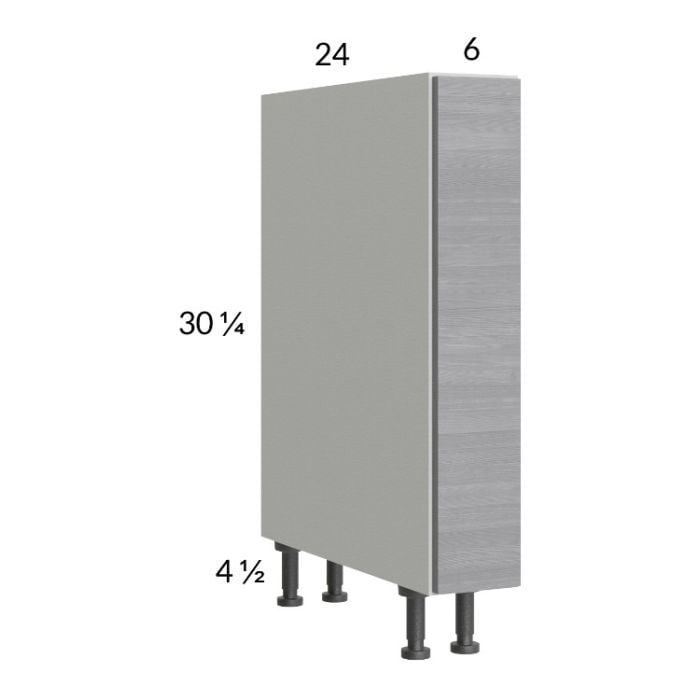 RTA Euro Grey 6" Full Height Door Base Pullout Cabinet with 2 Finished End Panels
