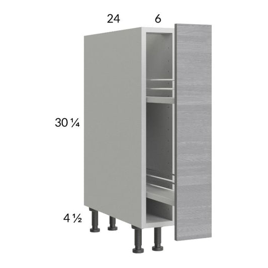 RTA Euro Grey 6" Full Height Door Base Pullout Cabinet