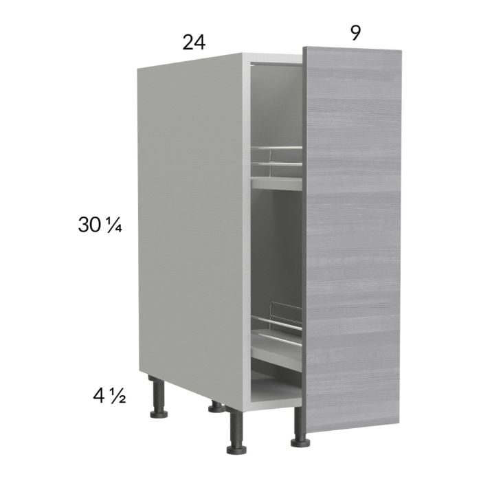 RTA Euro Grey 9" Full Height Door Base Pullout Cabinet