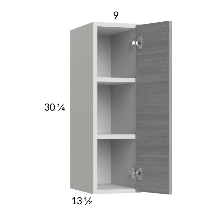 RTA Euro Grey 9" x 30-1/4" Wall Cabinet with 1 Finished End Panel