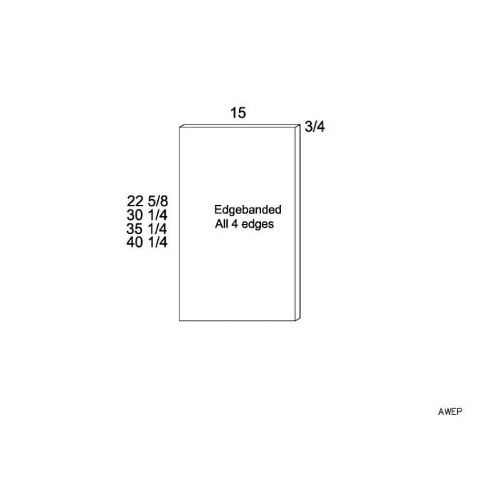 RTA Euro Grey Wall Overlay Panel - 15"W x 35-1/4"H x 3/4"D