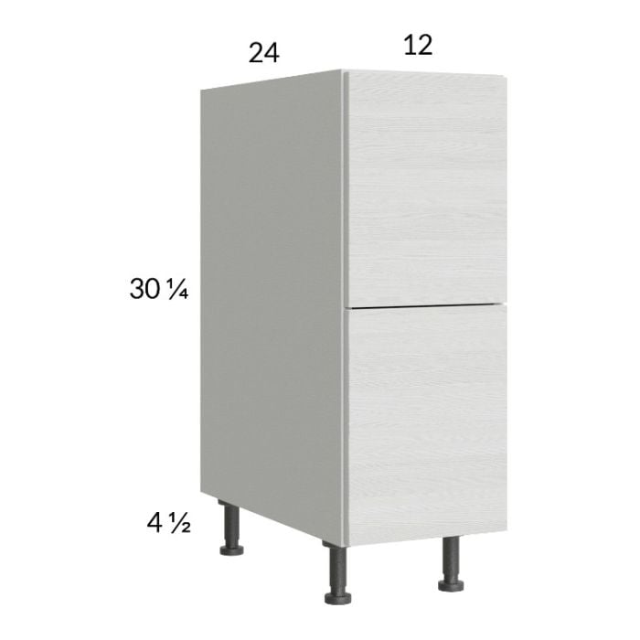 RTA Euro White Grain 12" 2-Drawer Base Cabinet with 1 Finished End Panel