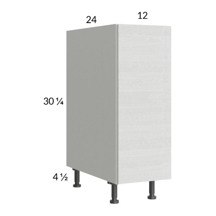 RTA Euro White Grain 12" Full Height Door Base Pullout Cabinet