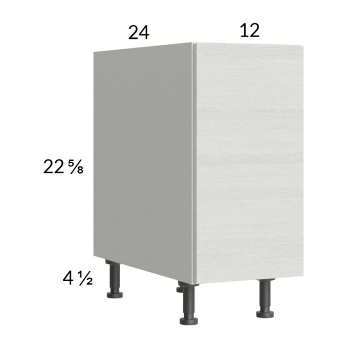 RTA Euro White Grain 12" Full Height Door Desk Base Cabinet with 2 Finished End Panels