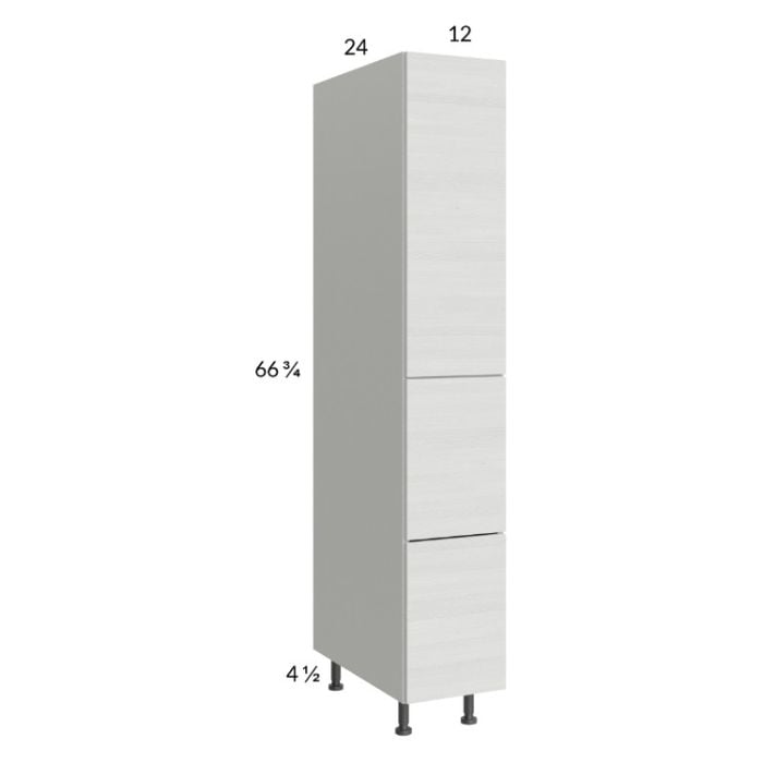 RTA Euro White Grain 12" x 71-1/4" Utility Cabinet with 1 Door, 2 Drawers and 1 Inner Drawer and 1 Finished End Panel