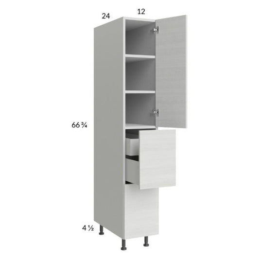 RTA Euro White Grain 12" x 71-1/4" Utility Cabinet with 1 Door, 2 Drawers and 1 Inner Drawer