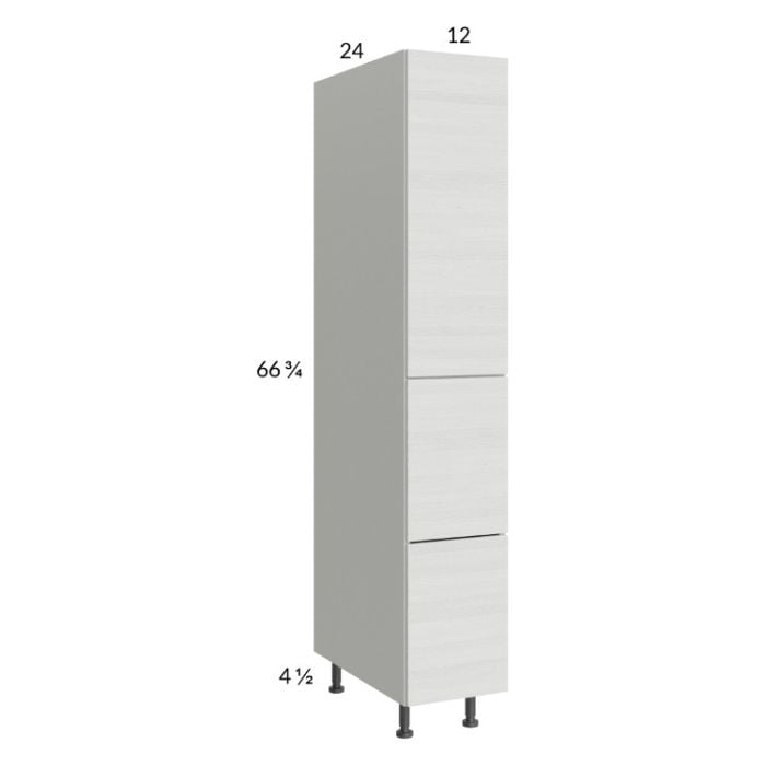 RTA Euro White Grain 12" x 71-1/4" Utility Cabinet with 1 Door and 2 Drawers and 1 Finished End Panel
