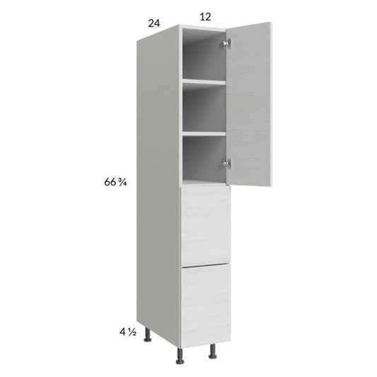 RTA Euro White Grain 12" x 71-1/4" Utility Cabinet with 1 Door and 2 Drawers
