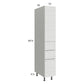 RTA Euro White Grain 12" x 71-1/4" Utility Cabinet with 1 Door and 3 Drawers and 1 Finished End Panel
