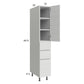 RTA Euro White Grain 12" x 71-1/4" Utility Cabinet with 1 Door and 3 Drawers and 1 Finished End Panel