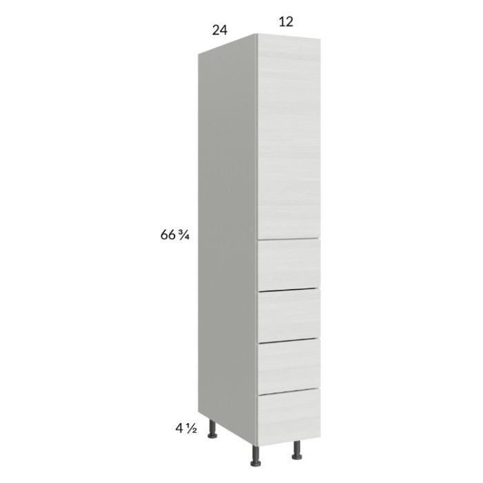 RTA Euro White Grain 12" x 71-1/4" Utility Cabinet with 1 Door and 4 Drawers