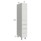 RTA Euro White Grain 12" x 71-1/4" Utility Cabinet with 1 Door and 4 Drawers and 1 Finished End Panel