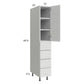 RTA Euro White Grain 12" x 71-1/4" Utility Cabinet with 1 Door and 4 Drawers and 1 Finished End Panel