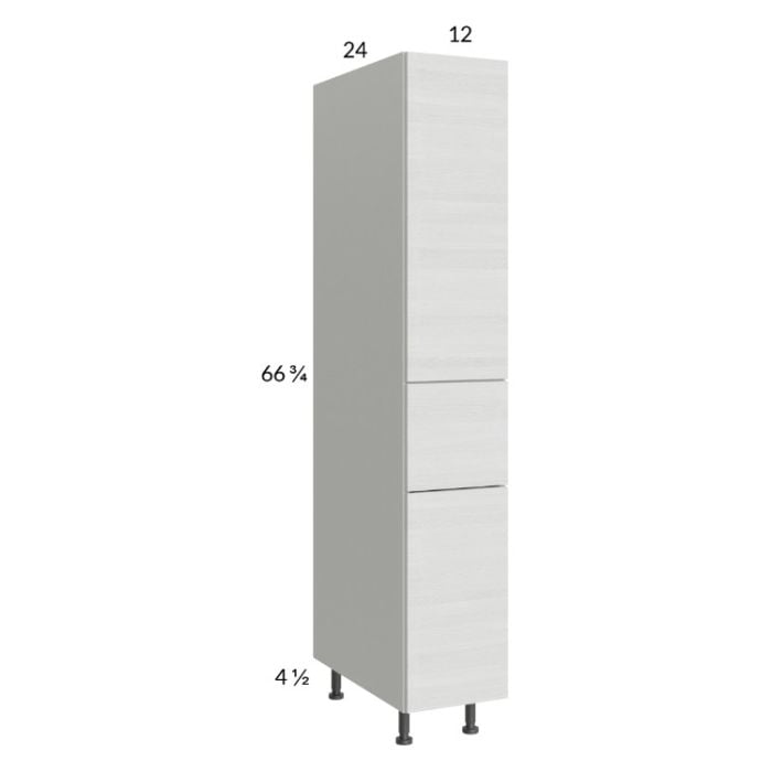RTA Euro White Grain 12" x 71-1/4" Utility Cabinet with 2 Doors and 1 Drawer