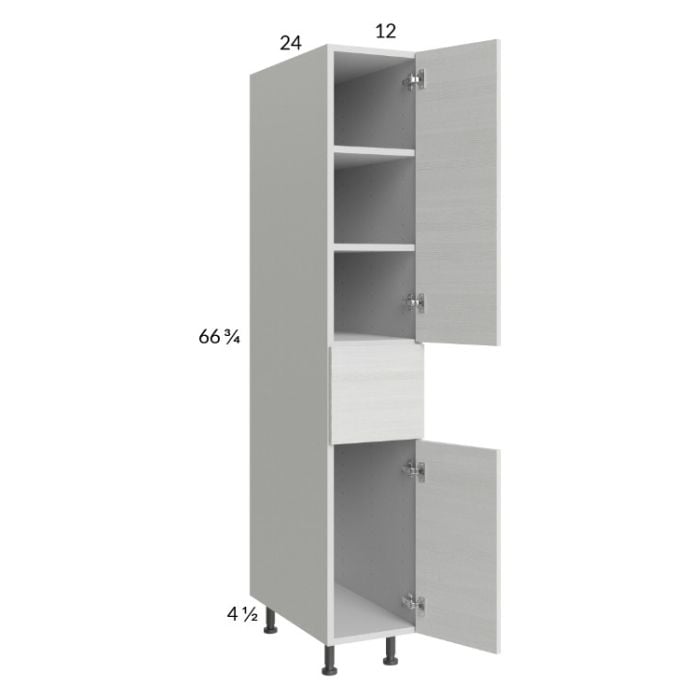 RTA Euro White Grain 12" x 71-1/4" Utility Cabinet with 2 Doors and 1 Drawer