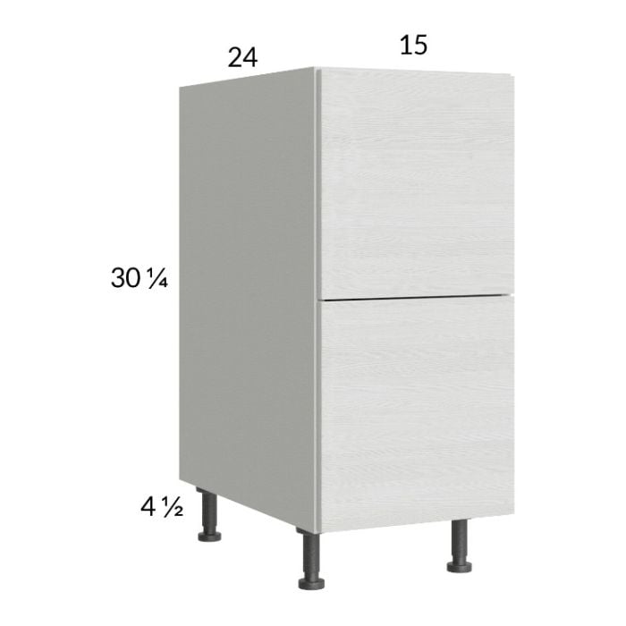 RTA Euro White Grain 15" 2-Drawer Base Cabinet with 1 Inner Drawer