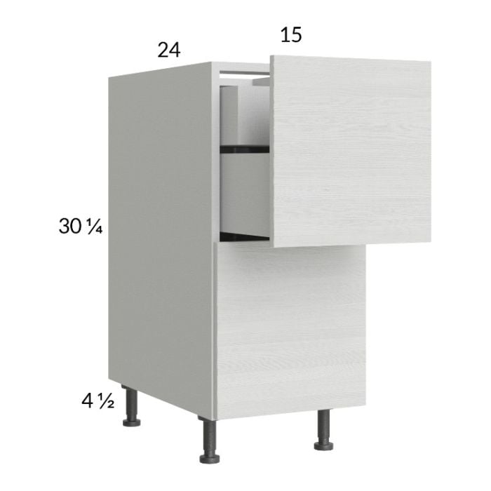 RTA Euro White Grain 15" 2-Drawer Base Cabinet with 1 Inner Drawer