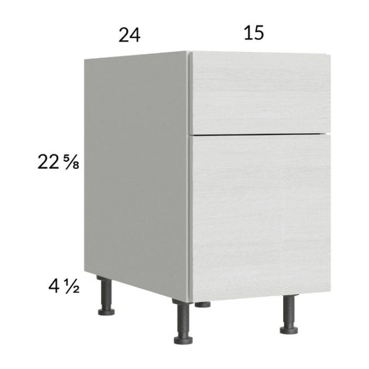 RTA Euro White Grain 15" 2-Drawer Desk Base Cabinet with 1 Finished End Panel