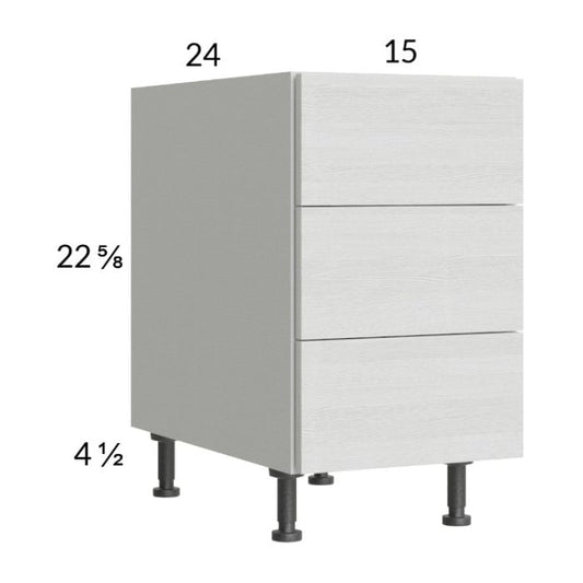 RTA Euro White Grain 15" 3-Drawer Desk Base Cabinet with 1 Finished End Panel