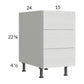 RTA Euro White Grain 15" 3-Drawer Desk Base Cabinet