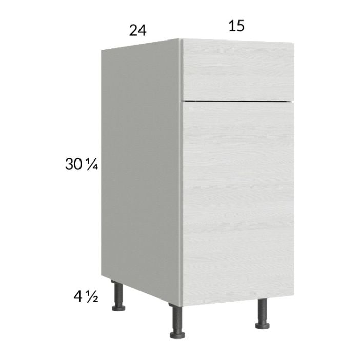 RTA Euro White Grain 15" Base Cabinet with 1 Finished End Panel