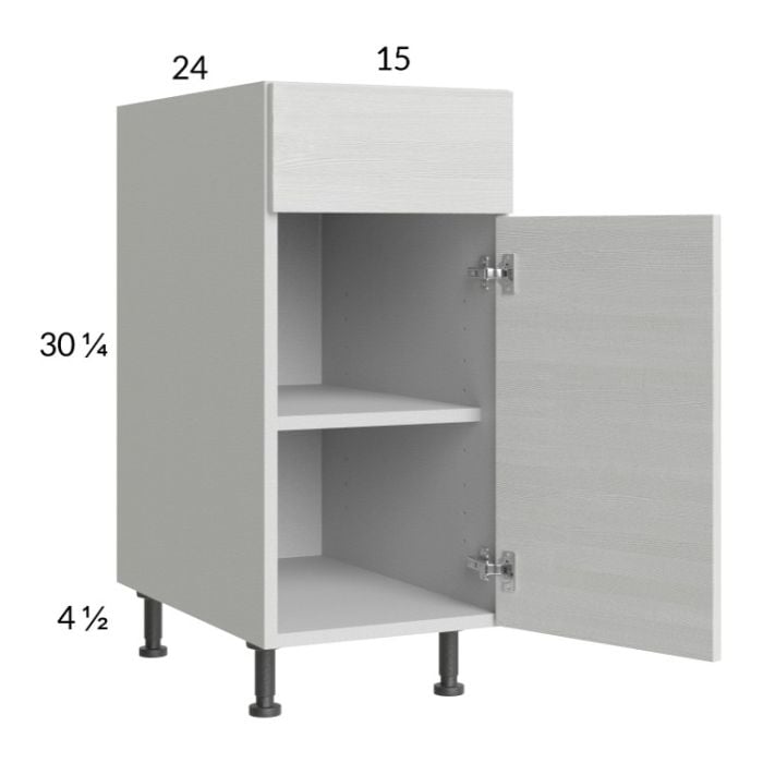RTA Euro White Grain 15" Base Cabinet with 1 Finished End Panel