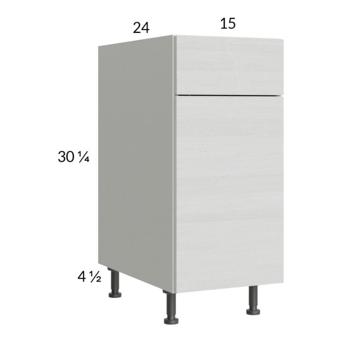 RTA Euro White Grain 15" Base Cabinet with Single Trashcan Pullout