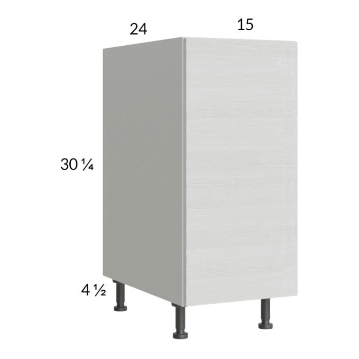 RTA Euro White Grain 15" Full Height Door Base Cabinet with Single Trashcan Pullout