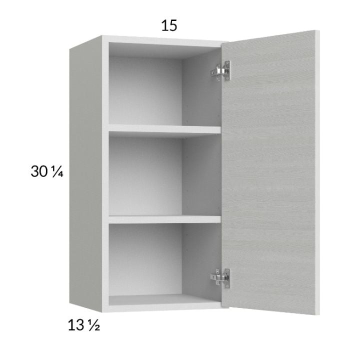 RTA Euro White Grain 15" x 30-1/4" Wall Cabinetwith 1 Finished End Panell