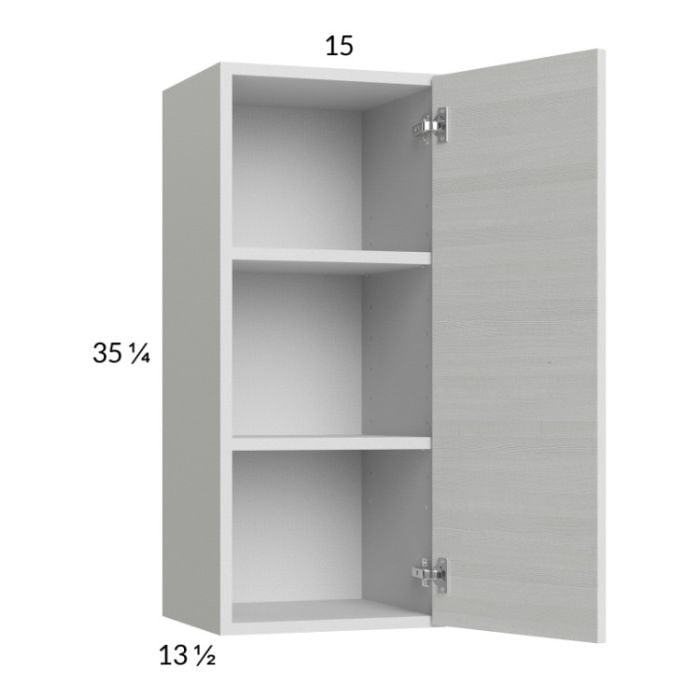 RTA Euro White Grain 15" x 35-1/4" Wall Cabinet with 1 Finished End Panel