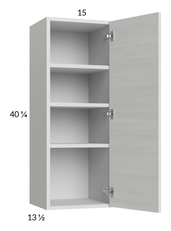 RTA Euro White Grain 15" x 40-1/4" Wall Cabinet with 1 Finished End Panel