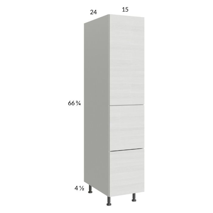 RTA Euro White Grain 15" x 71-1/4" Utility Cabinet with 1 Door, 2 Drawers and 1 Inner Drawer